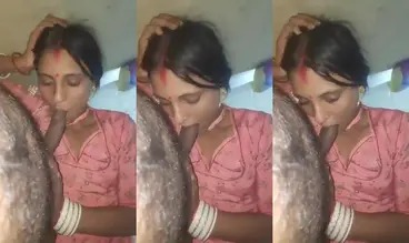 Desi Sex MMS of Sanskari Rajasthani Wife Give Blowjob